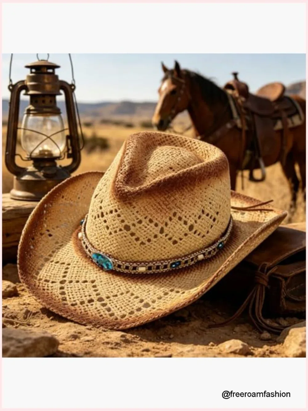 Western Straw Cowboy Hat Woven Sun Hat Cowgirl Beach Festival